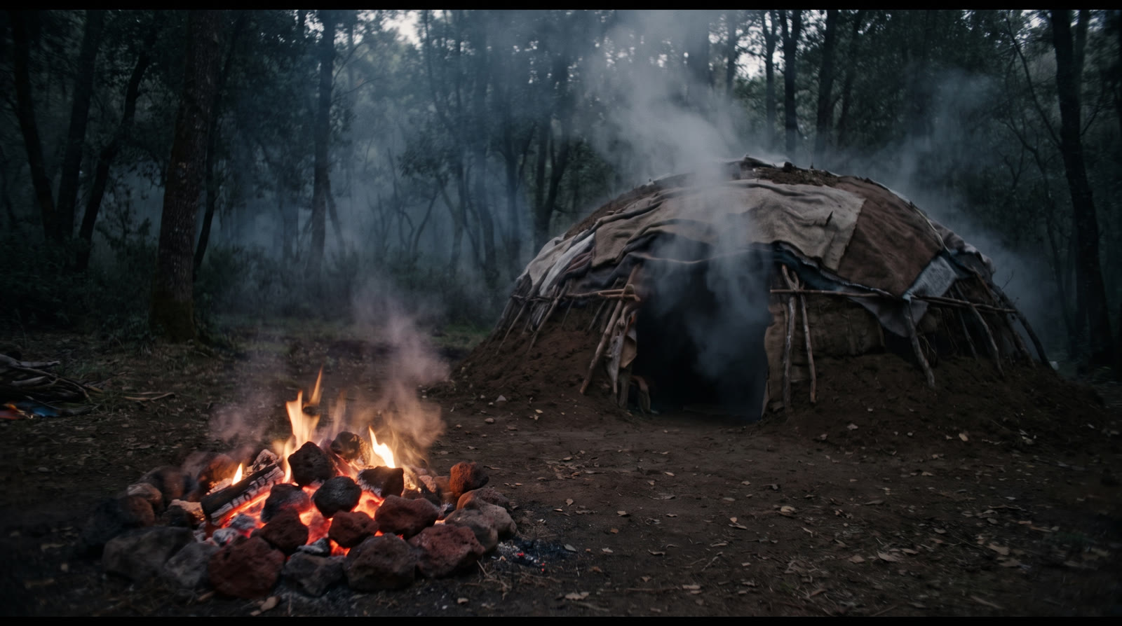 Temazcal com fogo e vapor